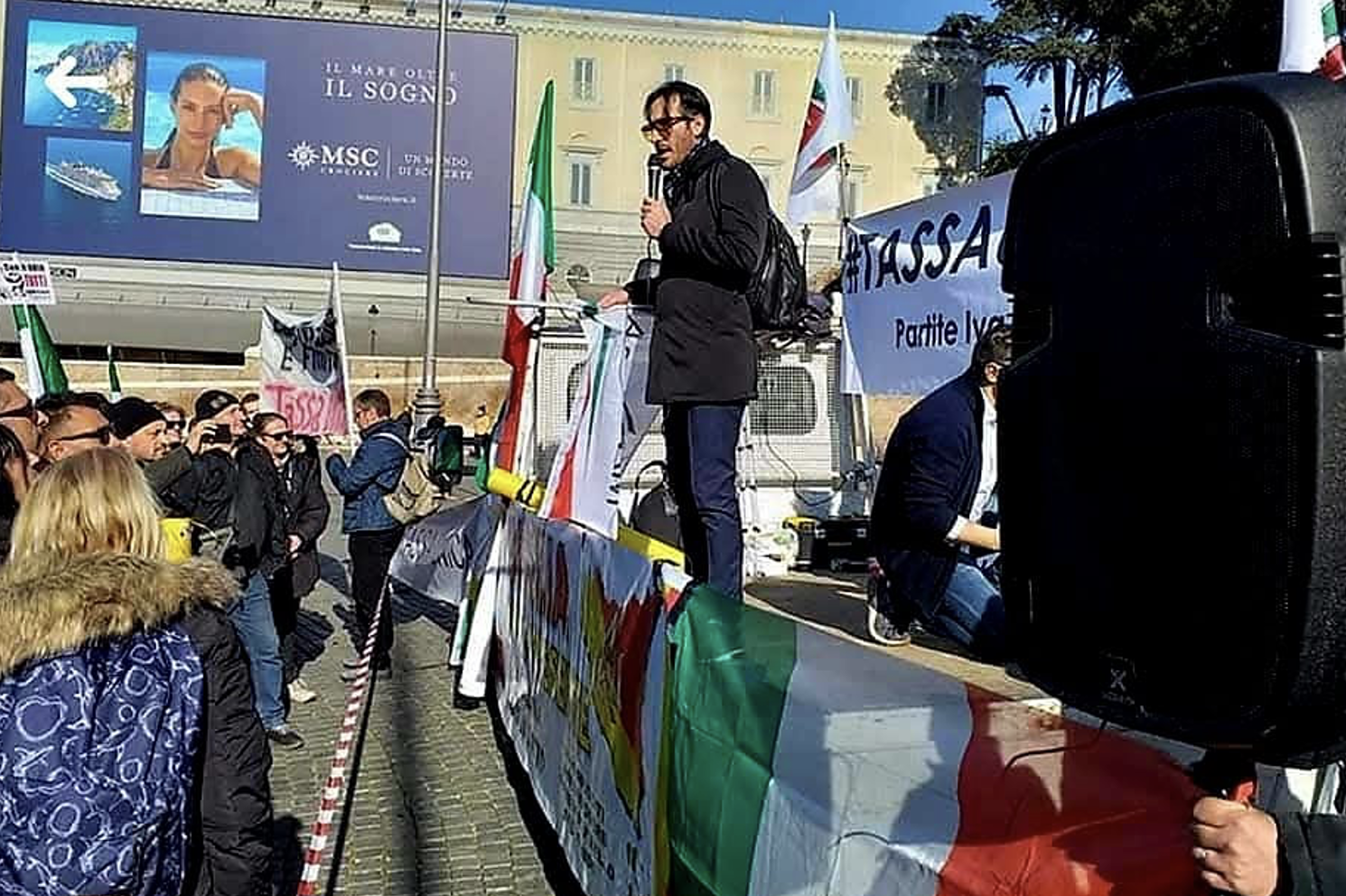 News: Demonstration in Piazza del Popolo in Rome.